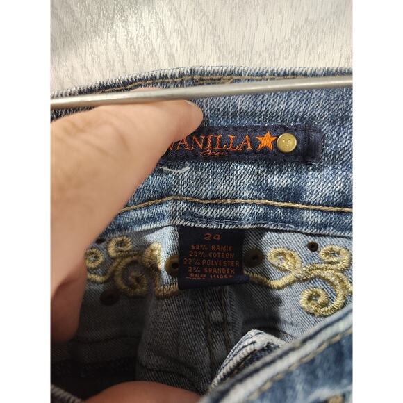 Y2K Women's Vanilla Star Jeans Boho Embroidered Stretchy Plus Size 24 Festival - Picture 3 of 6